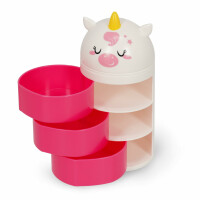 Legami - Desk Organizer, Schreibtisch-Organizer mit 3 seitlich zu öffnenden Schubladen, oberes Fach mit Schiebeverschluß, Unicorn-Motiv