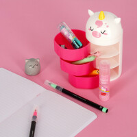 Legami - Desk Organizer, Schreibtisch-Organizer mit 3 seitlich zu öffnenden Schubladen, oberes Fach mit Schiebeverschluß, Unicorn-Motiv
