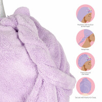 Legami - Love My Hair Haarschleier, Schnelltrocknung, Mikrofaser, Super Saugfähig, Weich, Anti-Cresp, Frauen Haar Handtuch, Verschluss mit Knopf, Unicorn-Thema