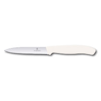 Victorinox, 6.7737, Swiss Classic, Gemüsemesser, Extra scharfe Klinge, mit Wellenschliff, robuster Kunststoff-Griff, Weiß, Made in Switzerland, Spülmaschinengeeignet