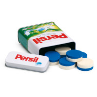 Erzi 21201 Waschmitteltabs Persil aus Holz in der Dose, Kaufladenartikel für Kinder, Rollenspiele