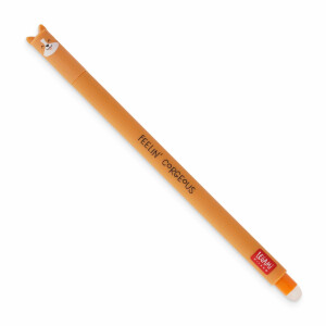 Legami, radierbarer Gelschreiber, Kugel am Ende zum Entfernen der Tinte ohne das Blatt abzunutzen, schwarze Tinte, temperaturempfindlich, 0,7-mm-Minendurchmesser, Corgi