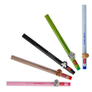 Legami - Gelschreiber mit dekorativem Tier - Lovely Friends, Faultier, nicht rollend, blau Tinte, entfernbares und wieder kombinierbares Tier, 0,5 mm Spitze