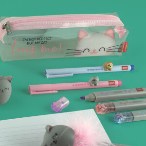 Legami - Gelschreiber mit dekorativem Tier - Lovely Friends, Faultier, nicht rollend, blau Tinte, entfernbares und wieder kombinierbares Tier, 0,5 mm Spitze