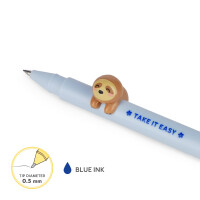 Legami - Gelschreiber mit dekorativem Tier - Lovely Friends, Faultier, nicht rollend, blau Tinte, entfernbares und wieder kombinierbares Tier, 0,5 mm Spitze