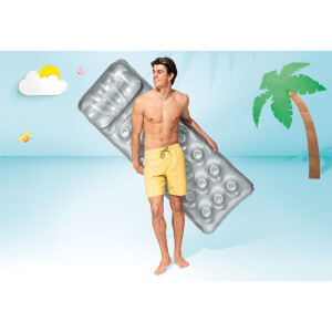 Intex 58894EU - Aufblasbare Luftmatratze mit 18 Löchern und Kopfkissen, Vinyl, Grau, 188x71 cm