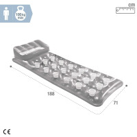 Intex 58894EU - Aufblasbare Luftmatratze mit 18 Löchern und Kopfkissen, Vinyl, Grau, 188x71 cm