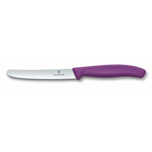 Victorinox Swiss Classic Tomaten- und Tafelmesser, 6-teilig, Brotzeitmesser, Extra Scharf, Wellenschliff, 11 cm, Rostfreier Stahl, mehrfarbig