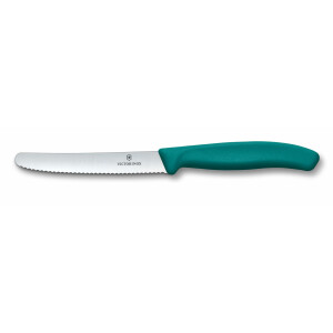 Victorinox Swiss Classic Tomaten- und Tafelmesser, 6-teilig, Brotzeitmesser, Extra Scharf, Wellenschliff, 11 cm, Rostfreier Stahl, mehrfarbig