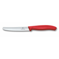Victorinox Swiss Classic Tomaten- und Tafelmesser, 6-teilig, Brotzeitmesser, Extra Scharf, Wellenschliff, 11 cm, Rostfreier Stahl, mehrfarbig