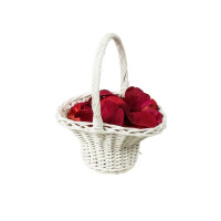 Adam Schmidt | Blumenstreukörbchen klein weiß lackiert | Höhe: ca. 11/24 cm | Größe: ca. 20 x 16 cm | Blumenkinderkorb Streukorb Streukörbchen Korb Weidenkorb geflochten