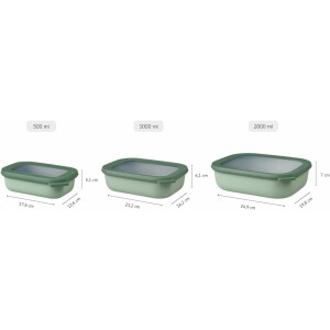 Mepal - Multi Bowl Cirqula Rectangular - Vorratsdose mit Deckel - Geeignet als Luftdichte Aufbewahrungsbox für den Kühlschrank, Mikrowellengeschirr & als Frischhaltedosen - 2000 ml - Nordic Black