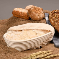KESPER | Gärkörbchen mit Teigschaber, Material: Rattan, Textilfutter (abnehmbar), Maße: 35 x 15 x 8 cm | für ca. 2 Pfund Teig | so gelingt leckeres Brot mit perfekter Kruste