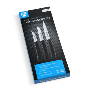 GRÄWE Obstmesser & Gemüsemesser, 3er Set, kleines Küchenmesser-Set, Schälmesser, Edelstahl, schwarz, super scharf geschliffen