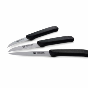 GRÄWE Obstmesser & Gemüsemesser, 3er Set, kleines Küchenmesser-Set, Schälmesser, Edelstahl, schwarz, super scharf geschliffen