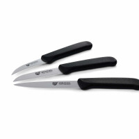 GRÄWE Obstmesser & Gemüsemesser, 3er Set, kleines Küchenmesser-Set, Schälmesser, Edelstahl, schwarz, super scharf geschliffen