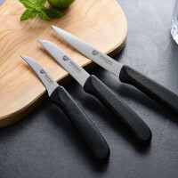 GRÄWE Obstmesser & Gemüsemesser, 3er Set, kleines Küchenmesser-Set, Schälmesser, Edelstahl, schwarz, super scharf geschliffen