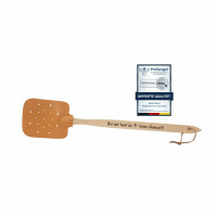 Neustanlo | Fliegenklatsche aus Buchenholz und Leder | mit Spruch | Bei Mir hast du Keine Chance!!! | extra stark | mit Holzstiel und Lederband | 47,5 cm | ideal für Fliegen, Mücken und Insekten
