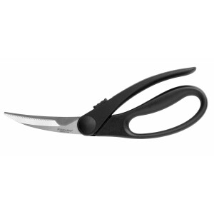 Fiskars Geflügelschere mit gebogenen Profilklingen, Edelstahl, Länge: 23 cm, Für Rechts- und Linkshänder, Schwarz/Silber, Essential, 1023819