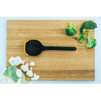 Fiskars Sieblöffel, Länge: 30 cm, Kunststoff/Silikon, Functional Form, Schwarz/Orange, 1027302