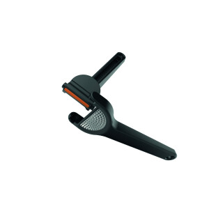 Fiskars Knoblauchpresse mit ausklappbarem Gittereinsatz und Schaber, Länge: 16 cm, Kunststoff/Metall, Functional Form, Schwarz, 1028361