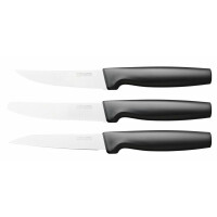 Fiskars Kleines Messer-Set, 3-teilig, Functional Form, Schälmesser, Allzweckmesser & Tischmesser, Functional Form, Edelstahl/Kunststoff, Schwarz, 1057561
