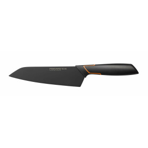 Fiskars Santoku-Messer, Modernes Design, Gesamtlänge: 29 cm, Qualitätsstahl/Kunststoff, Edge, 1003097, Schwarz / Orange