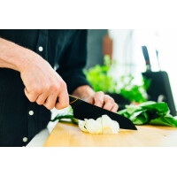 Fiskars Santoku-Messer, Modernes Design, Gesamtlänge: 29 cm, Qualitätsstahl/Kunststoff, Edge, 1003097, Schwarz / Orange