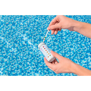 Bestway | Dosierschwimmer-Set inkl. 50 Teststreifen | 12,5 cm Ø | Zur Messung & Dosierung von freiem Chlor, pH-Wert und Gesamtalkalität | Poolwasser sauber und kristallklar
