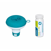 Bestway | Dosierschwimmer-Set inkl. 50 Teststreifen | 12,5 cm Ø | Zur Messung & Dosierung von freiem Chlor, pH-Wert und Gesamtalkalität | Poolwasser sauber und kristallklar