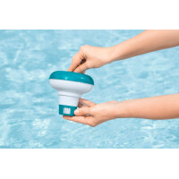 Bestway | Dosierschwimmer-Set inkl. 50 Teststreifen | 12,5 cm Ø | Zur Messung & Dosierung von freiem Chlor, pH-Wert und Gesamtalkalität | Poolwasser sauber und kristallklar