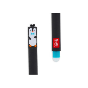 Legami - Radierbarer Gelschreiber, Kugel am Ende zum Entfernen von blauer Tinte, wärmeempfindlich, Durchmesser der Spitze 0,7 mm - Thema Pinguin