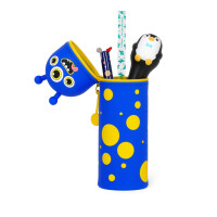 Legami - Kawaii 2-in-1 Schulmäppchen aus weichem Silikon, Monster-Thema, Stifthalter, Reißverschluss, Buntstifte, Marker, H 18,5 cm