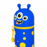 Legami - Kawaii 2-in-1 Schulmäppchen aus weichem Silikon, Monster-Thema, Stifthalter, Reißverschluss, Buntstifte, Marker, H 18,5 cm