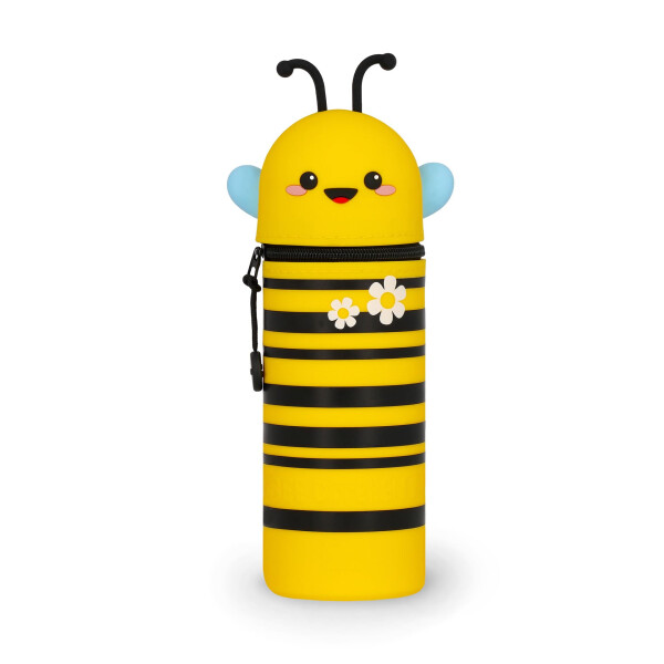 Legami - Kawaii Federmäppchen für die Schule 2 in 1 aus weichem Silikon, Bee-Thema, Stifthalter für den Tisch, Reißverschluss, Stifte Buntstifte, Filzstifte, H 21,5 cm