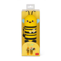 Legami - Kawaii Federmäppchen für die Schule 2 in 1 aus weichem Silikon, Bee-Thema, Stifthalter für den Tisch, Reißverschluss, Stifte Buntstifte, Filzstifte, H 21,5 cm