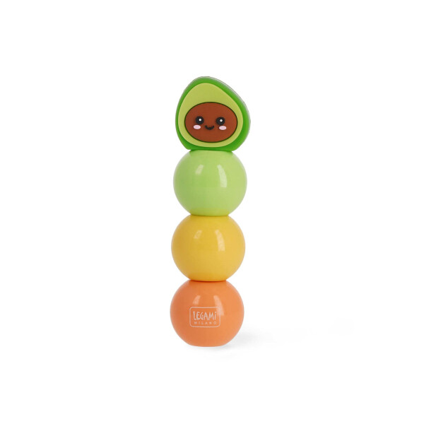 Legami - 3-in-1 Textmarker, Pastellfarben, Grün, Gelb, Orange, Schnell Trocknend, Avocado-Thema