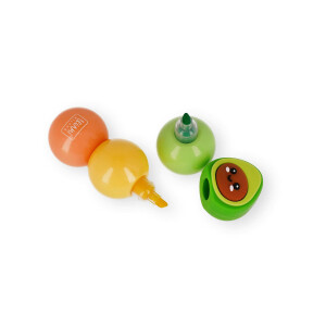 Legami - 3-in-1 Textmarker, Pastellfarben, Grün, Gelb, Orange, Schnell Trocknend, Avocado-Thema