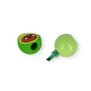 Legami - 3-in-1 Textmarker, Pastellfarben, Grün, Gelb, Orange, Schnell Trocknend, Avocado-Thema