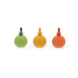Legami - 3-in-1 Textmarker, Pastellfarben, Grün, Gelb, Orange, Schnell Trocknend, Avocado-Thema