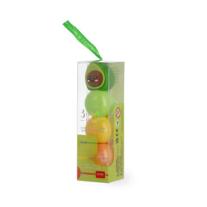 Legami - 3-in-1 Textmarker, Pastellfarben, Grün, Gelb, Orange, Schnell Trocknend, Avocado-Thema