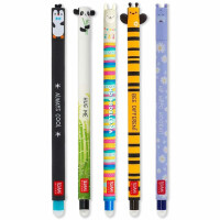 Legami -| Set aus 5 radierbaren Gelstiften mit wärmeempfindlicher Tinte, einer Auswahl an Tintfarben und Designs, 0,7 mm Spitze, mit den Motiven Pinguin, Panda, Lama, Biene und Nilpferd
