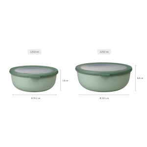 Mepal - Multi Bowl Cirqula Round - Vorratsdose mit Deckel - Geeignet als Luftdichte Aufbewahrungsbox für den Kühlschrank, Mikrowellengeschirr & als Frischhaltedosen - 2250 ml - Nordic Lilac