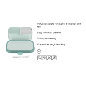 Mepal - Lunchbox Campus Little Dutch - Bento Lunchbox für Kinder - Brotdose mit Bento-Fach & Gabel - Meal Prep Box mit Clip-Verschluss - BPA-frei & Spülmaschinenfest - 750 ml - Forest Friends