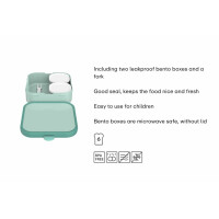 Mepal - Bento Brotdose Groß Campus Little Dutch - Bento Lunchbox für Kinder - Inklusive 2 auslaufsicheren Bento Fächern & Gabel - Bento-Fach ist mikrowellengeeignet - 2x 200 + 1250 ml - Little Farm