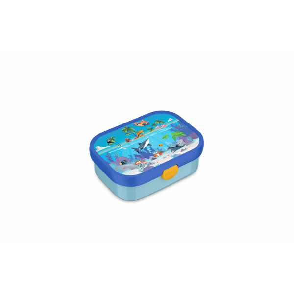 Mepal - Lunchbox Campus - Bento Lunchbox für Kinder - Brotdose mit Bento-Fach & Gabel - Meal Prep Box mit Clip-Verschluss - BPA-frei & Spülmaschinenfest - 750 ml - Tropical Ocean