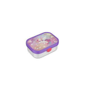 Mepal - Lunchbox Campus - Bento Lunchbox für Kinder - Brotdose mit Bento-Fach & Gabel - Meal Prep Box mit Clip-Verschluss - BPA-frei & Spülmaschinenfest - 750 ml - Unicorn Glow