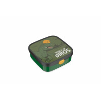Mepal - Bento Brotdose Groß Campus - Bento Lunchbox für Kinder - Inklusive 2 auslaufsicheren Bento Fächern & Gabel - Bento-Fach ist mikrowellengeeignet - 2x 200 + 1250 ml - Dino