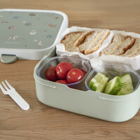 Mepal - Bento Brotdose Groß Campus - Bento Lunchbox für Kinder - Inklusive 2 auslaufsicheren Bento Fächern & Gabel - Bento-Fach ist mikrowellengeeignet - 2x 200 + 1250 ml - Dino