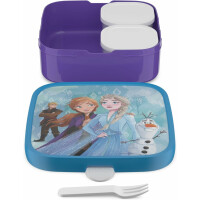 Mepal - Bento Brotdose Groß Campus - Bento Lunchbox für Kinder - Inklusive 2 auslaufsicheren Bento Fächern & Gabel - Bento-Fach ist mikrowellengeeignet - 2x 200 + 1250 ml - Frozen 2